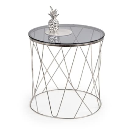 STOLIK KAWOWY Borda 55/55 cm SZKLANY BLAT srebrna podstawa