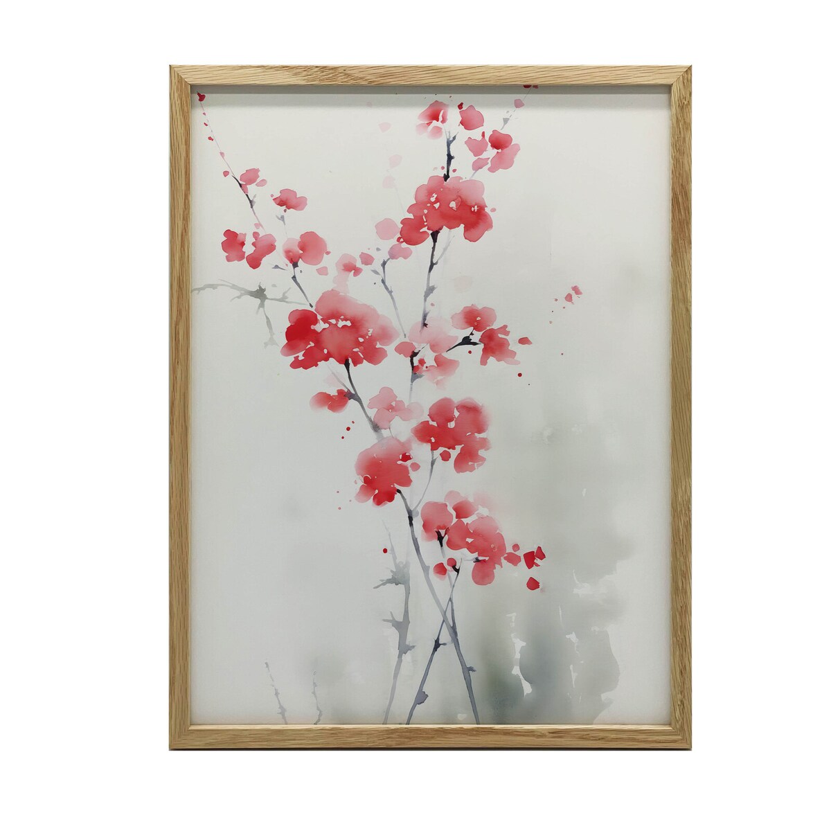 Wiosenne Urok Wiśni, 30x40 cm, rama drewniana jasny dąb, papier matowy 230 gsm