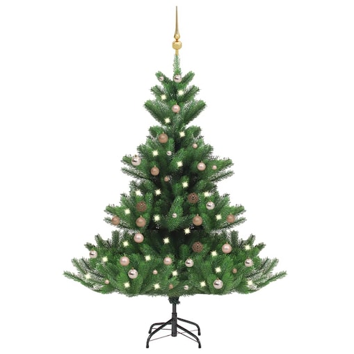 vidaXL Sztuczna jodła kaukaska z LED i bombkami, zielona, 150 cm