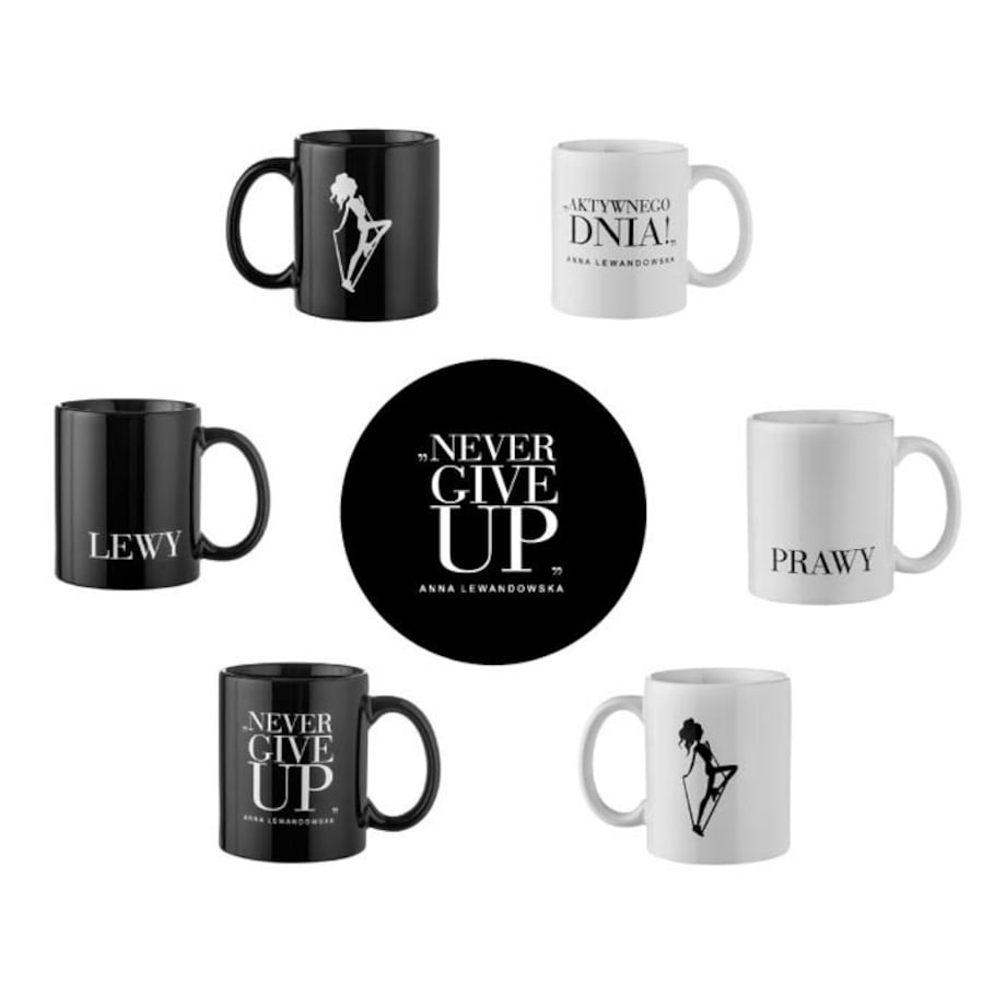 Kubek „Never Give Up” biały HPBA Anna Lewandowska, 300 ml, Healthy Plan by Ann