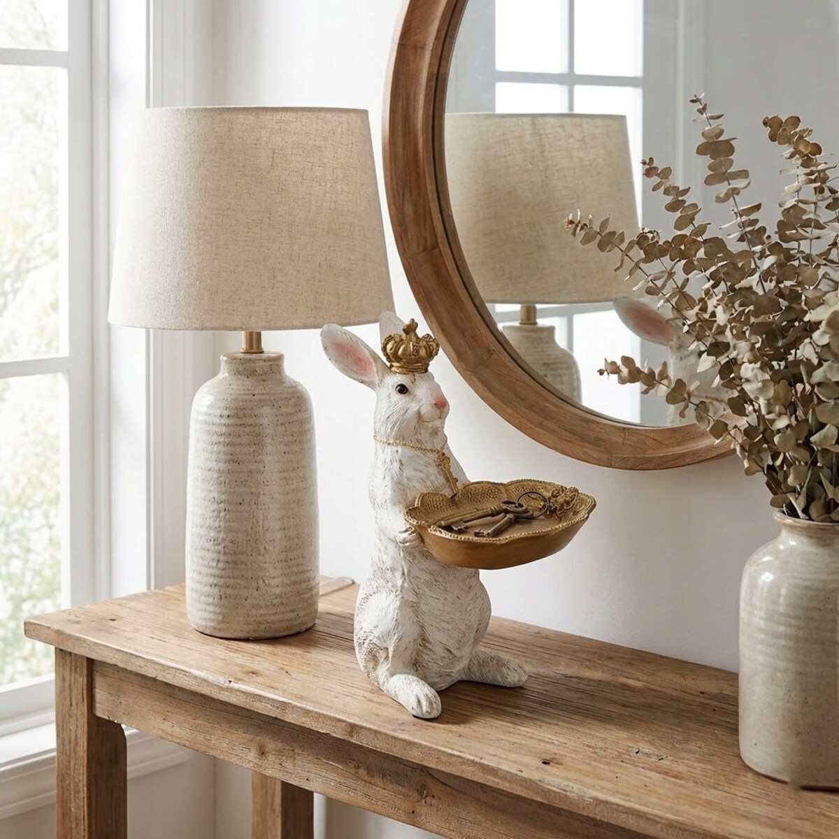 ZAJĄC WIELKANOCNY FIGURKA TACKA NA DROBIAZGI KRÓLIK ZAJĄCZEK WIELKANOC 22cm