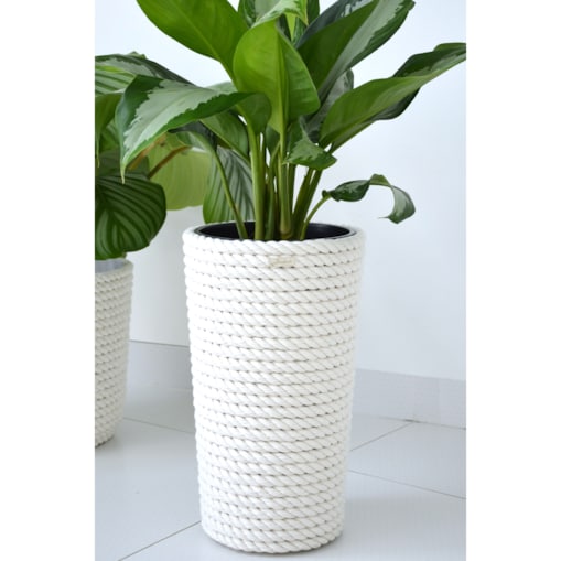 28 BOHO sznurek BIAŁA BAWEŁNA wysoka osłonka + wkład doniczka koszyk naturalny gruby sznurek LINA z trawy plecionej JUTA styl skandynawski etno loft marynistyczny wzór 28/BB16