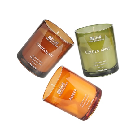 3 świece zapachowe sojowe złote jabłko/ czekolada/ bursztyn SHEER JOY