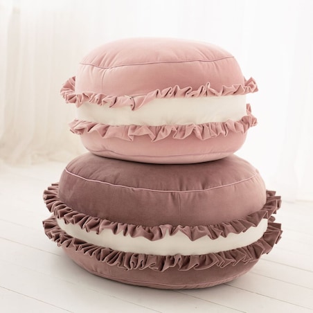 Pufa Macaron Dusty pink, poduszka w kształcie ciastka