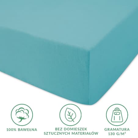 Prześcieradło jersey z gumką 90x200 kolor Turkus