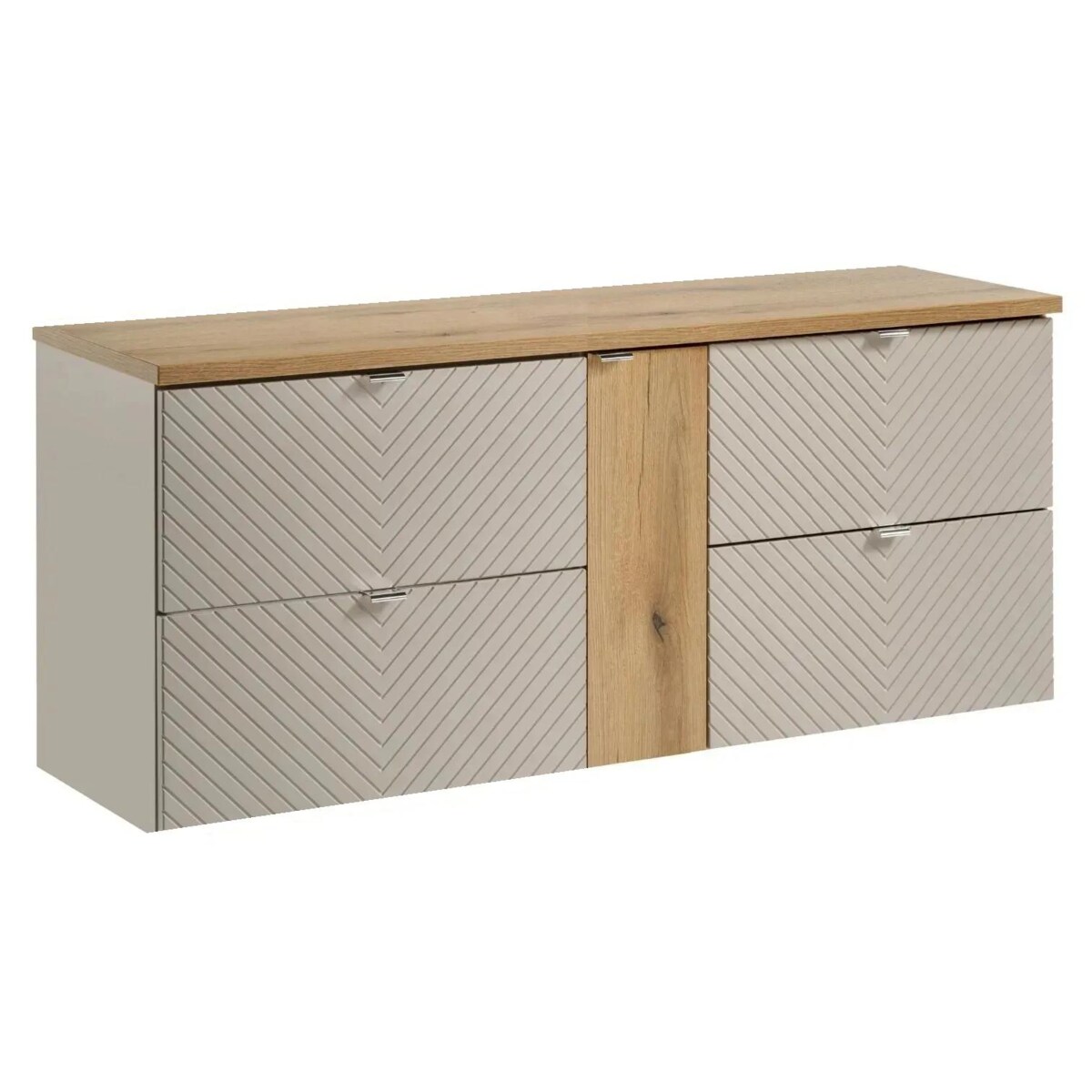 Szafka pod umywalkę nablatową VIVA CASHMERE 2S 60cmx2 kaszmirowy mat - zestaw 140cm z regałem