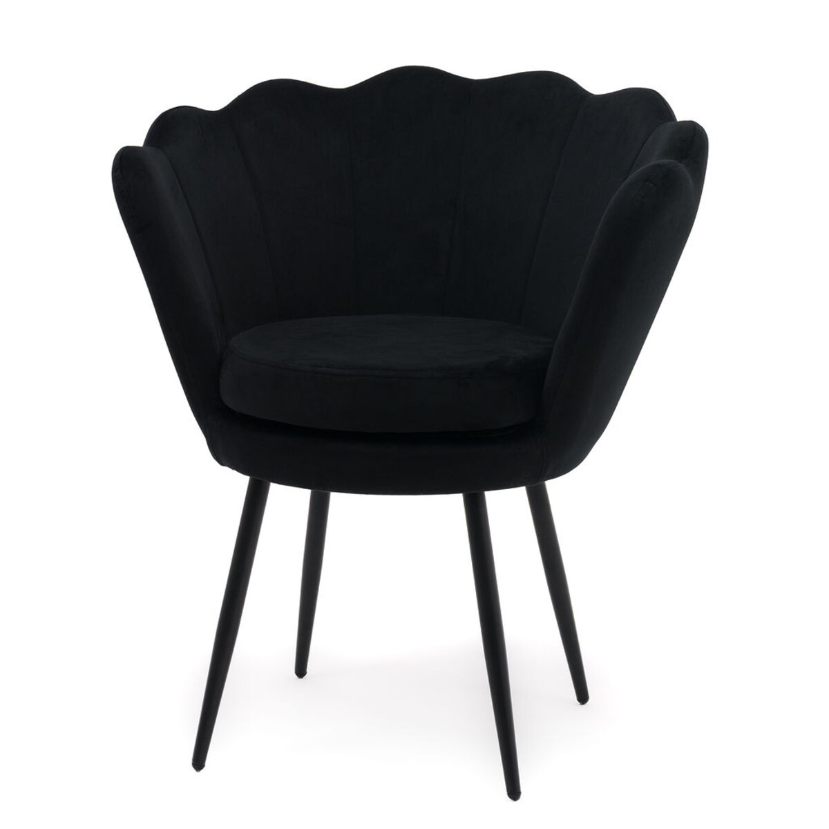 Krzesło do toaletki tapicerowane muszelka SHELL BLACK czarny