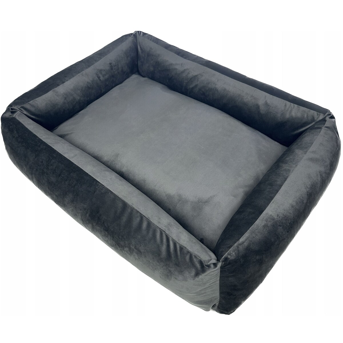 Legowisko Dla Psa Kanapa Posłanie Welurowe 90X75 Cm Prestiżowe Szare