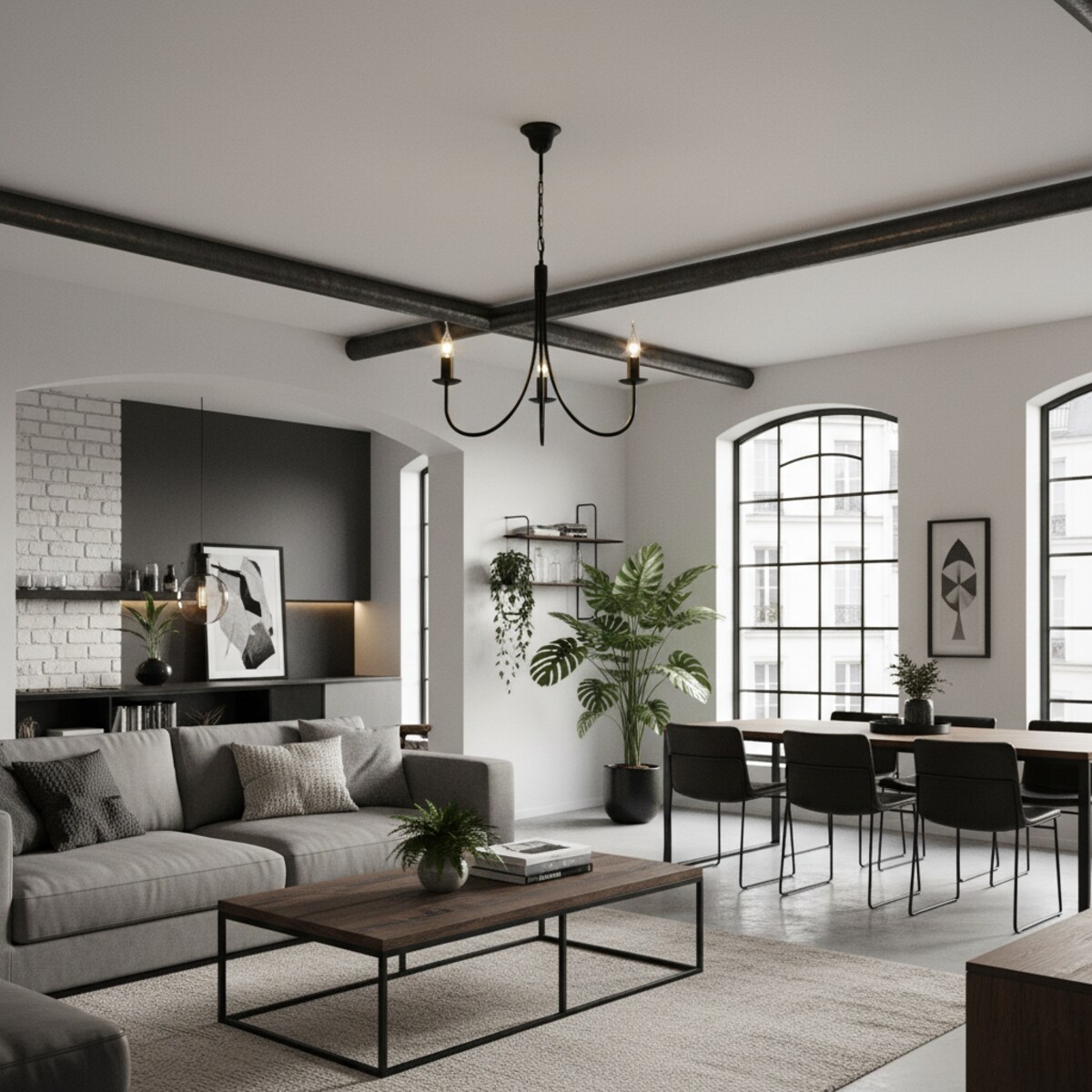 czarna lampa wisząca sufitowa 3 punktowa edylit loft do salonu