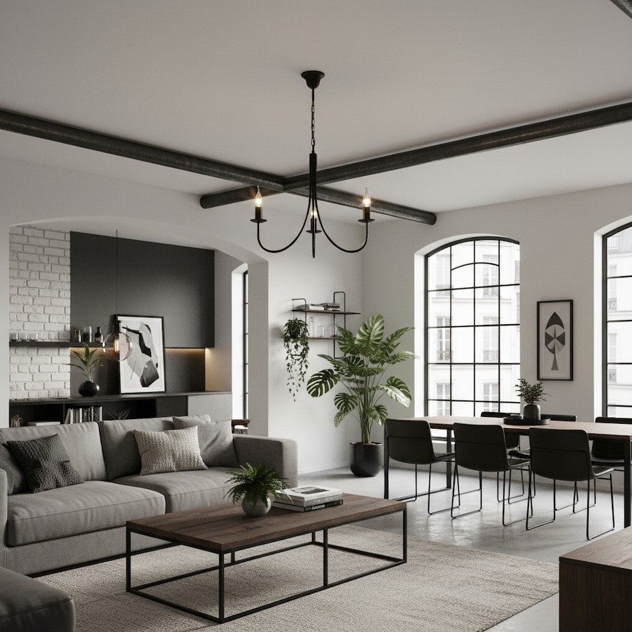 czarna lampa wisząca sufitowa 3 punktowa edylit loft do salonu