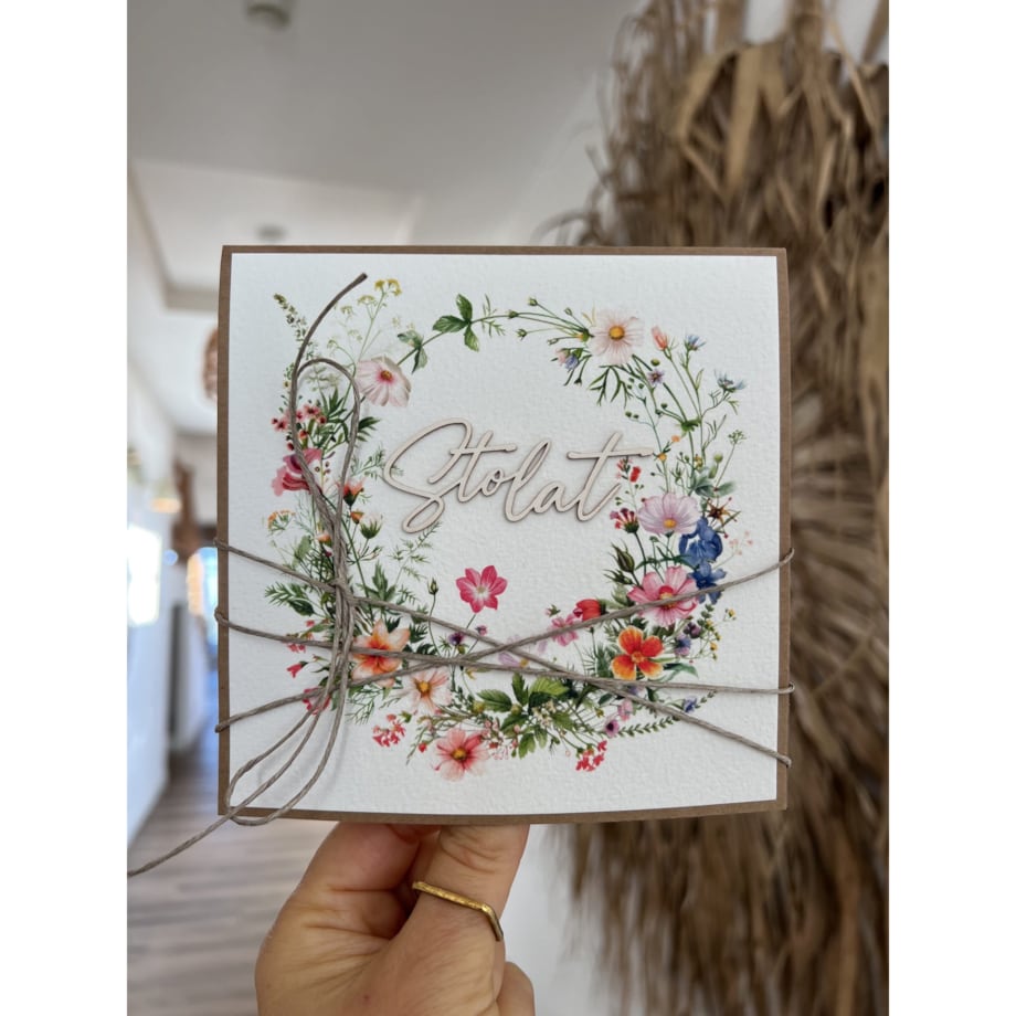 Kartka ręcznie robiona - urodzinowa w dniu urodzin życzenia urodzinowe Sto lat