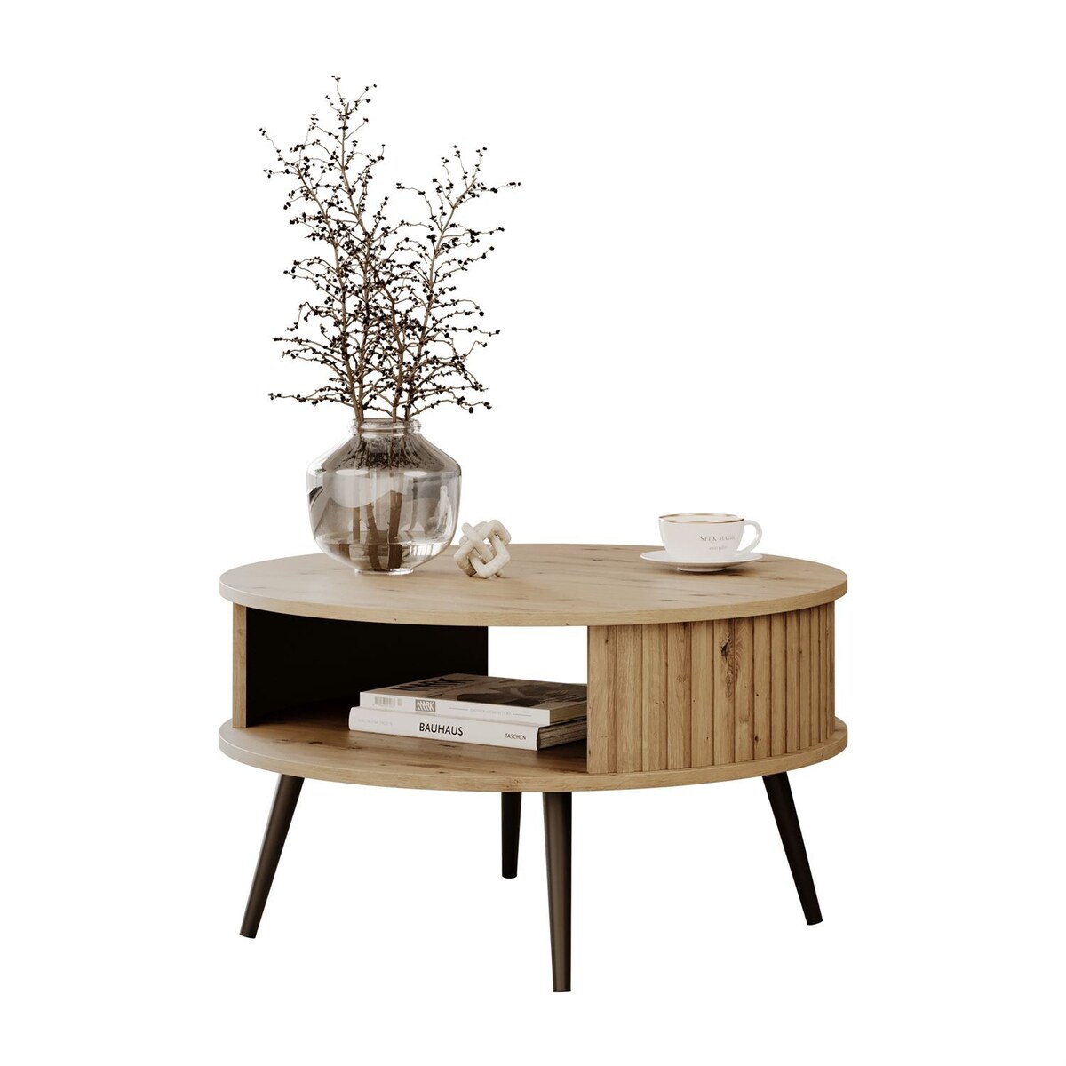 Stolik kawowy okrągły IVY dąb artisan