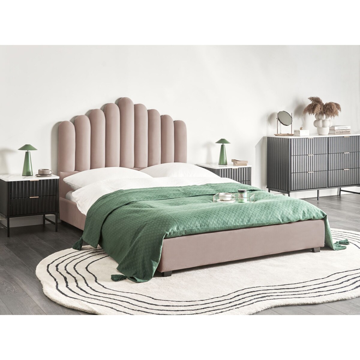 Łóżko Welur VINCENNES 140 x 200 cm Beżowoszary