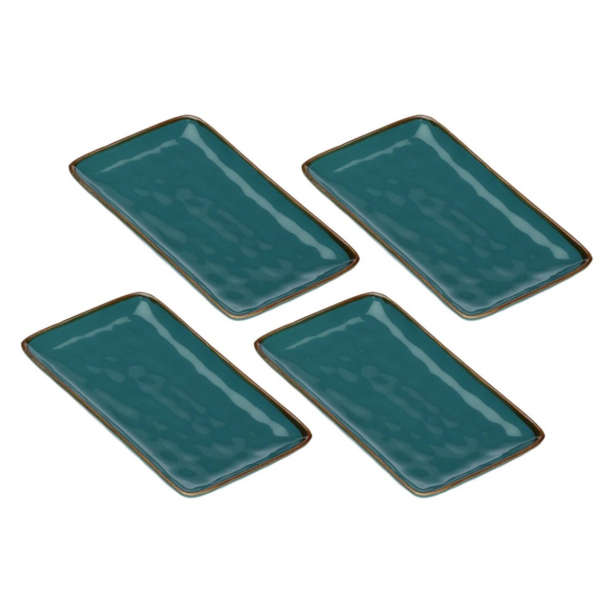 Zestaw 4 tac prostokątnych Concerto Ottanio - Niebiesko-zielony, 20 x 13 cm