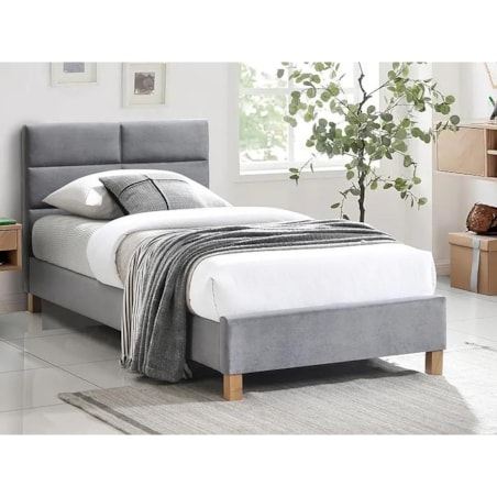 Łóżko tapicerowane SIERRA VELVET 90x200 szare