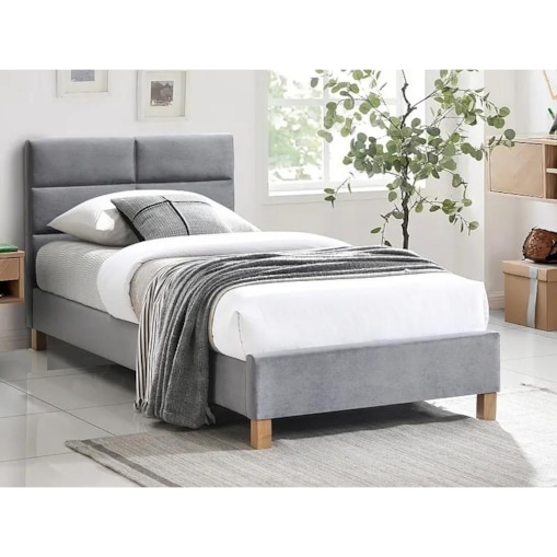 Łóżko tapicerowane SIERRA VELVET 90x200 szare