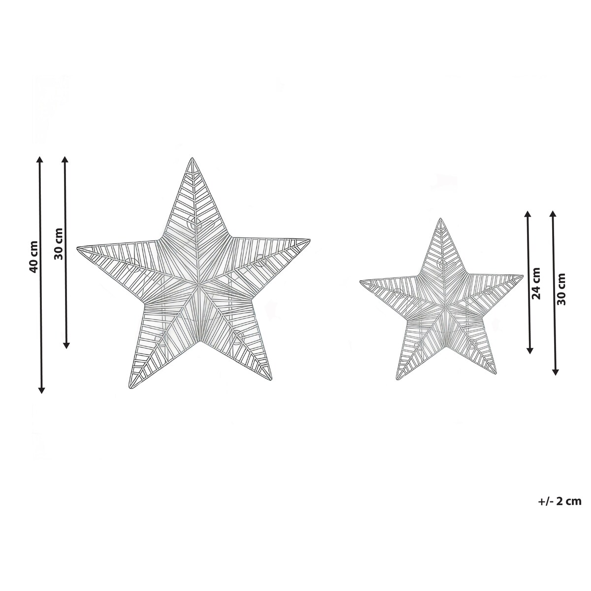 Zestaw 2 dekoracji świątecznych LED HAMPEN 24/30 cm Gwiazda Złoty