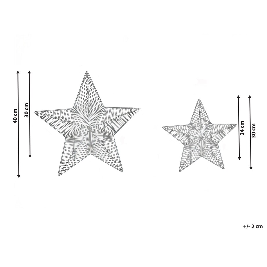 Zestaw 2 dekoracji świątecznych LED HAMPEN 24/30 cm Gwiazda Złoty