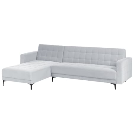 Sofa prawostronna rozkładana welurowa jasnoszara ABERDEEN