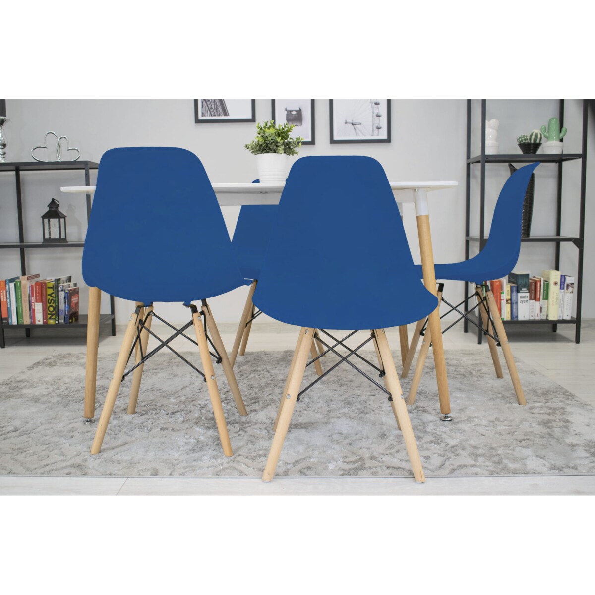 Krzesło Do Jadalni Kuchni Salonu Osaka Niebieskie / Nogi Naturalne