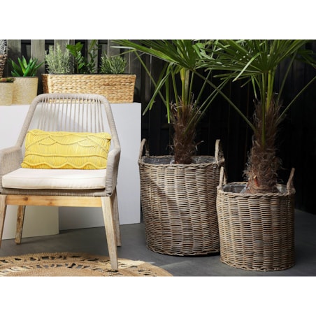 Zestaw 2 koszy na kwiaty z technorattanu brązowy BITOLA