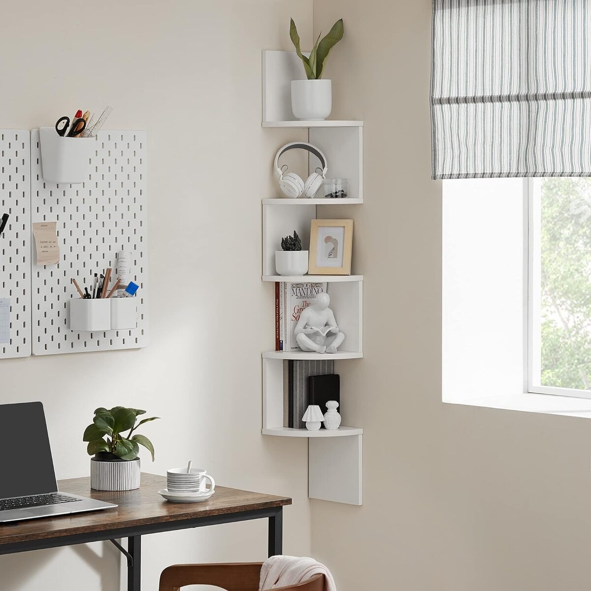 Regał Narożny Półka 20X20X127,5 Cm Biały