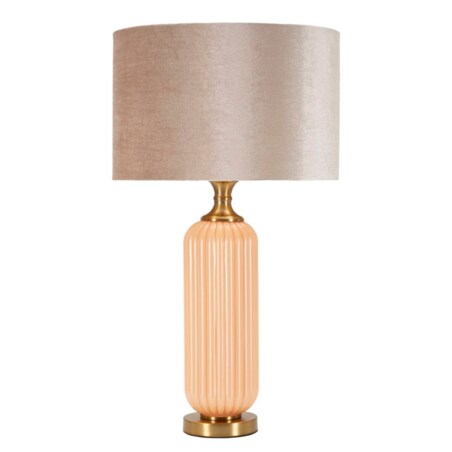 Lampa stołowa Perly - C, kolor perłowy i złoty, szkło i żelazo, 35,5 x 35,5 x 64 cm, 1 x E27, styl glamour, do salonu i sypialni, Mauro Ferretti