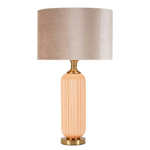 Lampa stołowa Perly - C, kolor perłowy i złoty, szkło i żelazo, 35,5 x 35,5 x 64 cm, 1 x E27, styl glamour, do salonu i sypialni, Mauro Ferretti