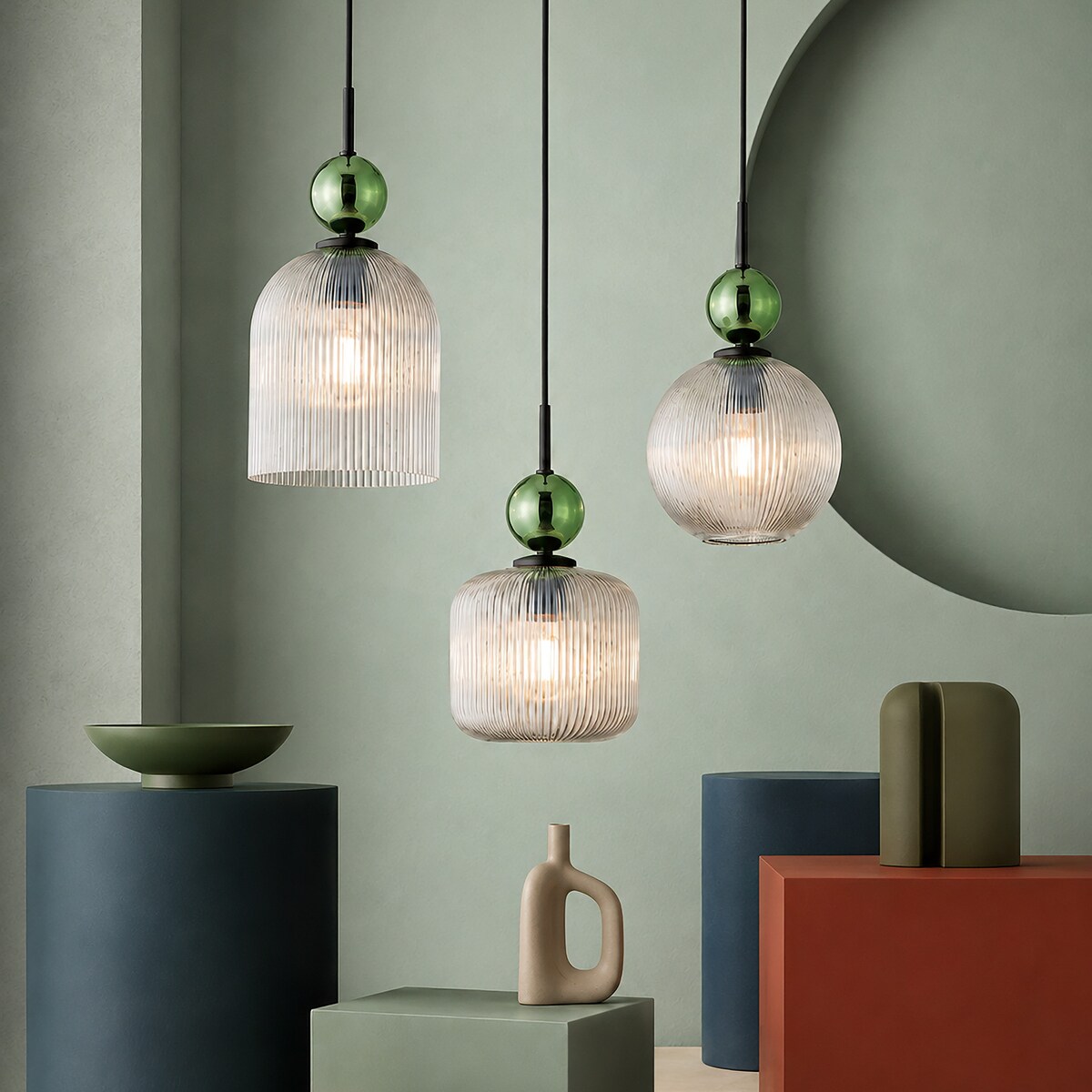 Lampa Wisząca Tk Lighting Sophia Big Koniakowy Klosz Zielona Kulka E27