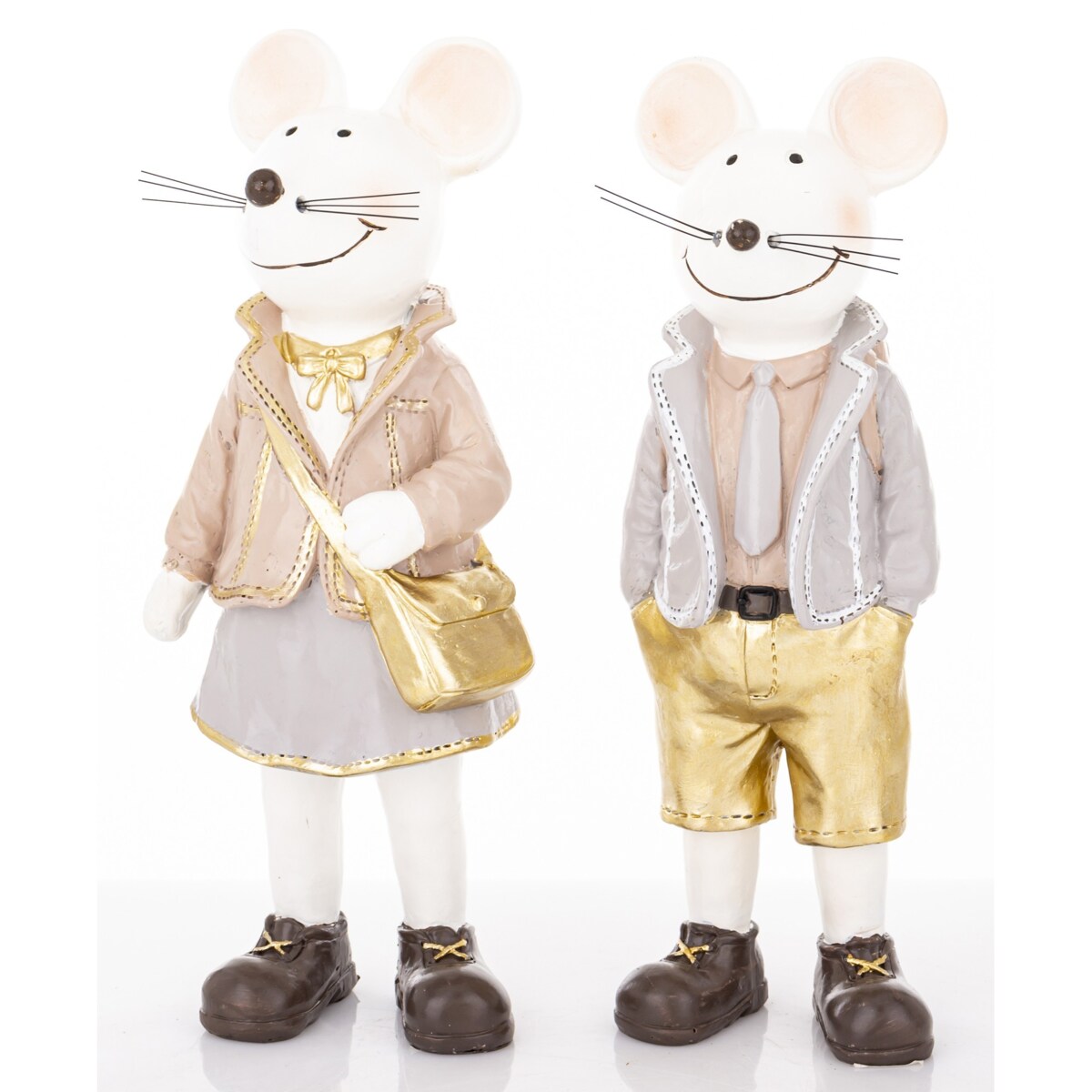 Dekoracja - para uśmiechniętych myszek 21x9x7 i 21x7x7 cm TOPI