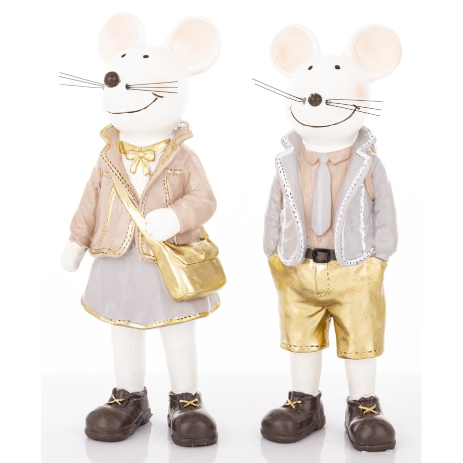 Dekoracja - para uśmiechniętych myszek 21x9x7 i 21x7x7 cm TOPI