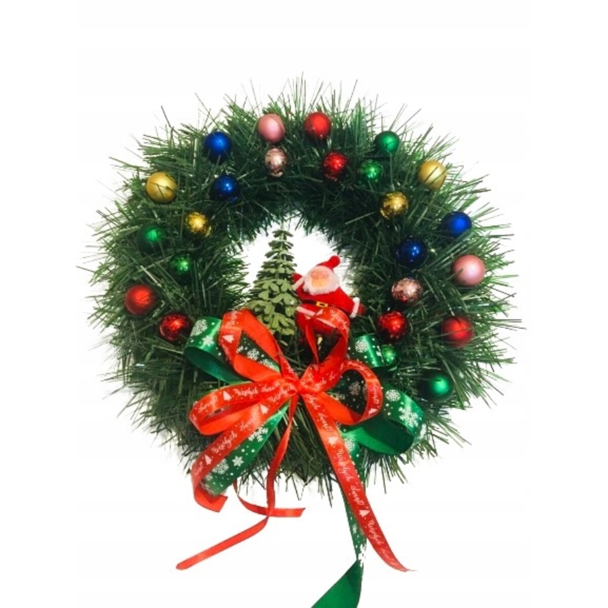 WIANEK GOTOWY UDEKOROWANY połyskujący błyszcząca folia MIKOŁAJ BOMBKI