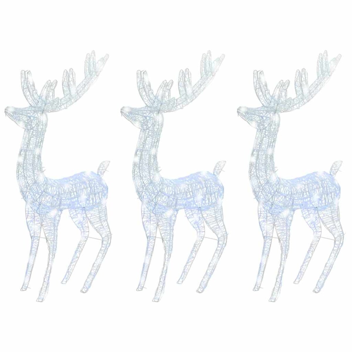 vidaXL Renifery z akrylu XXL, 3 szt., 250 zimnych białych LED, 180 cm
