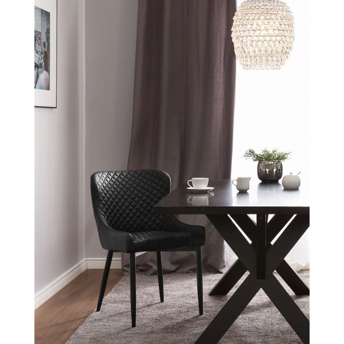 Zestaw 2 krzeseł do jadalni ekoskóra czarny SOLANO