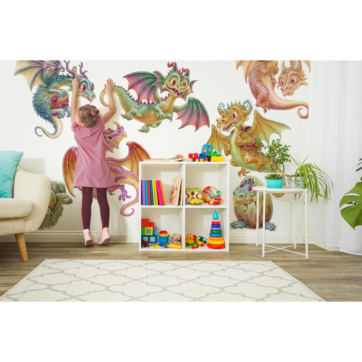 Zestaw naklejek na ścianę, Małe smoki, 130cm