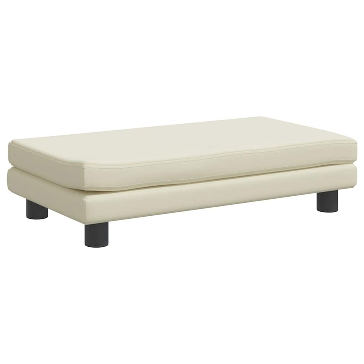 vidaXL Sofa dziecięca z podnóżkiem, kremowa, 100x50x30 cm, ekoskóra