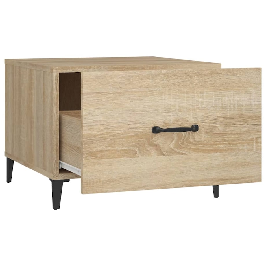 vidaXL Stolik kawowy z metalowymi nogami, dąb sonoma, 50x50x40 cm