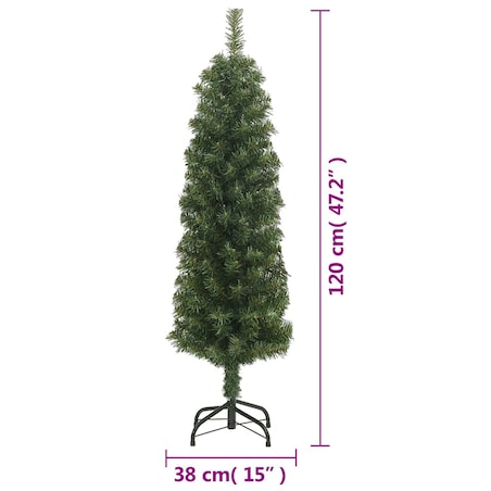vidaXL Smukła sztuczna choinka ze stojakiem, zielona, 120 cm, PVC