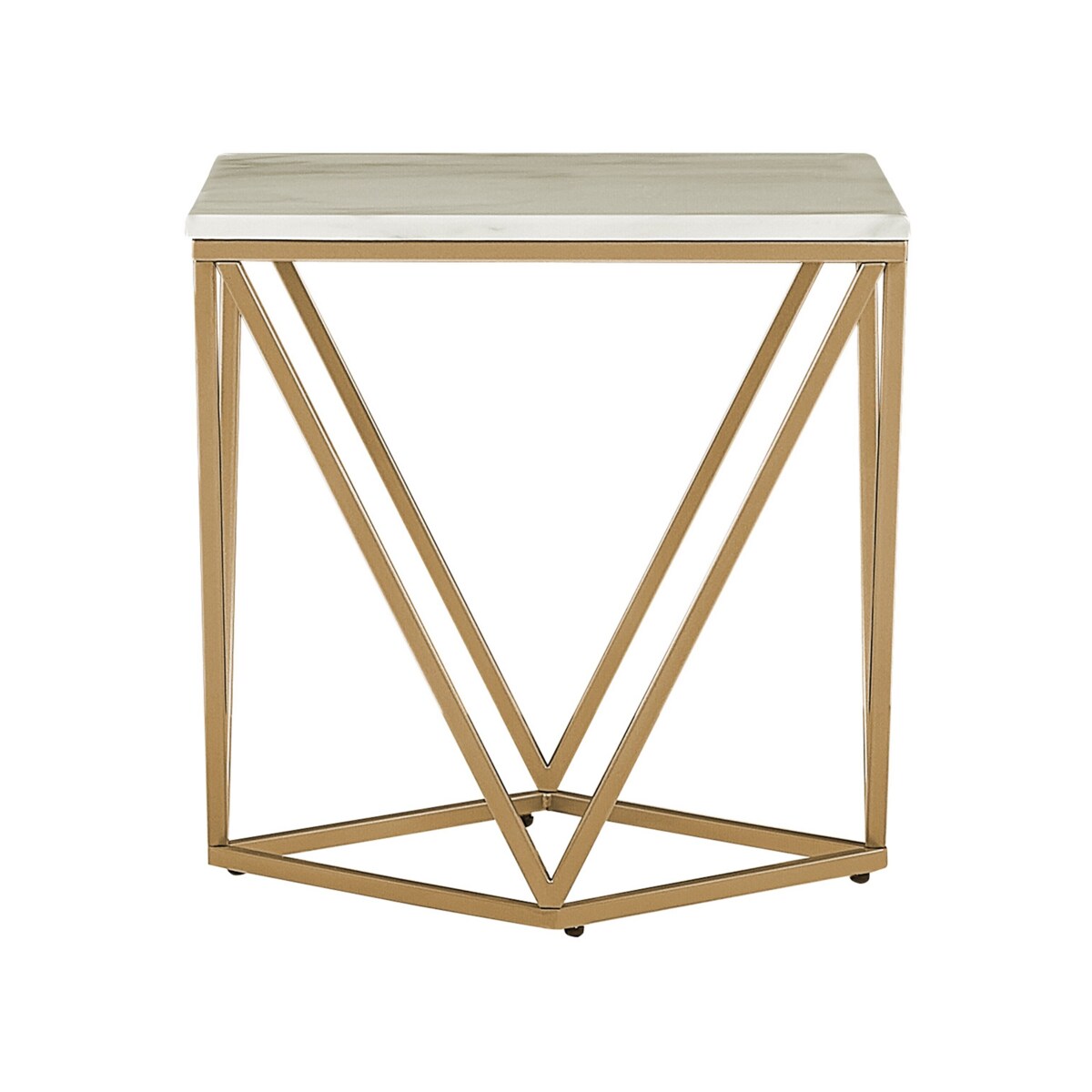 Stolik pomocniczy efekt marmuru beżowo-złoty MALIBU