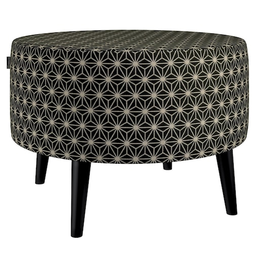 Podnóżek okrągły I, czarno-beżowy wzór ze złotą nitką, Ø60 x 40 cm, do -50%