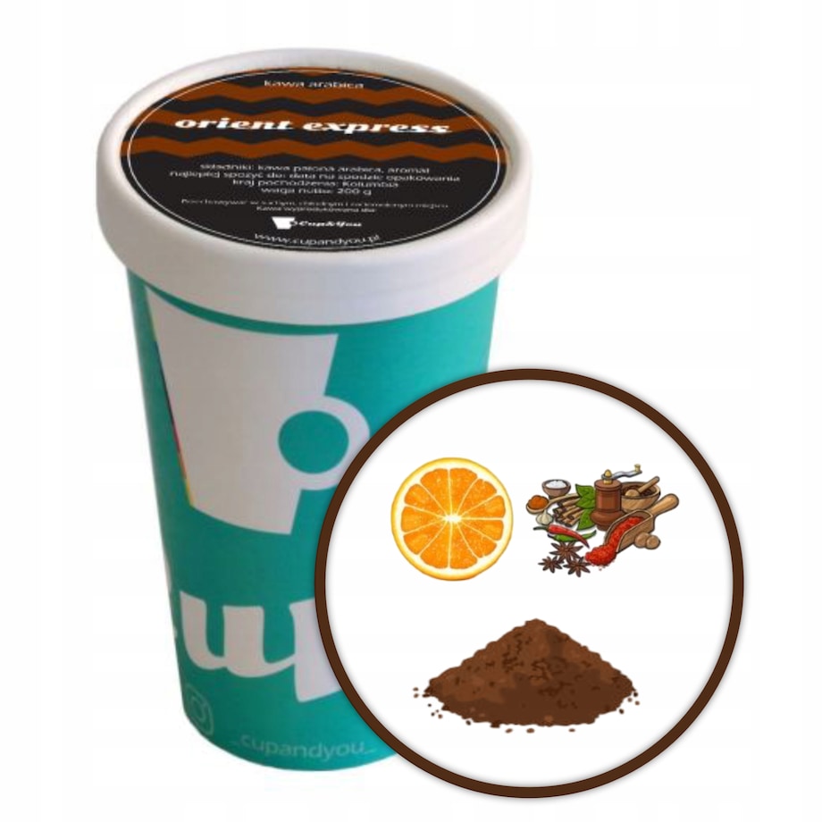 Kawa aromatyzowana smakowa ORIENT EXPRESS mielona KUBEK Cup&You 200g - kawa deserowa