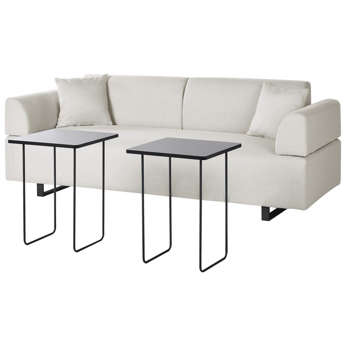 Sofa ze stolikami beżowa SOKNA