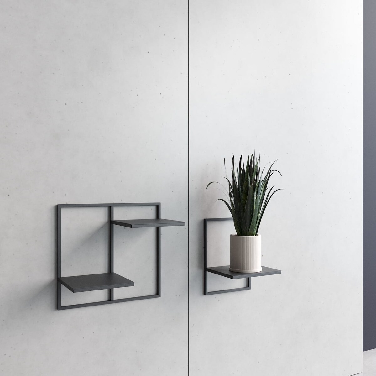 Kwietnik na Ścianę Ścienny Półka Rustykalna Loft Wiszący Czarny Solidny