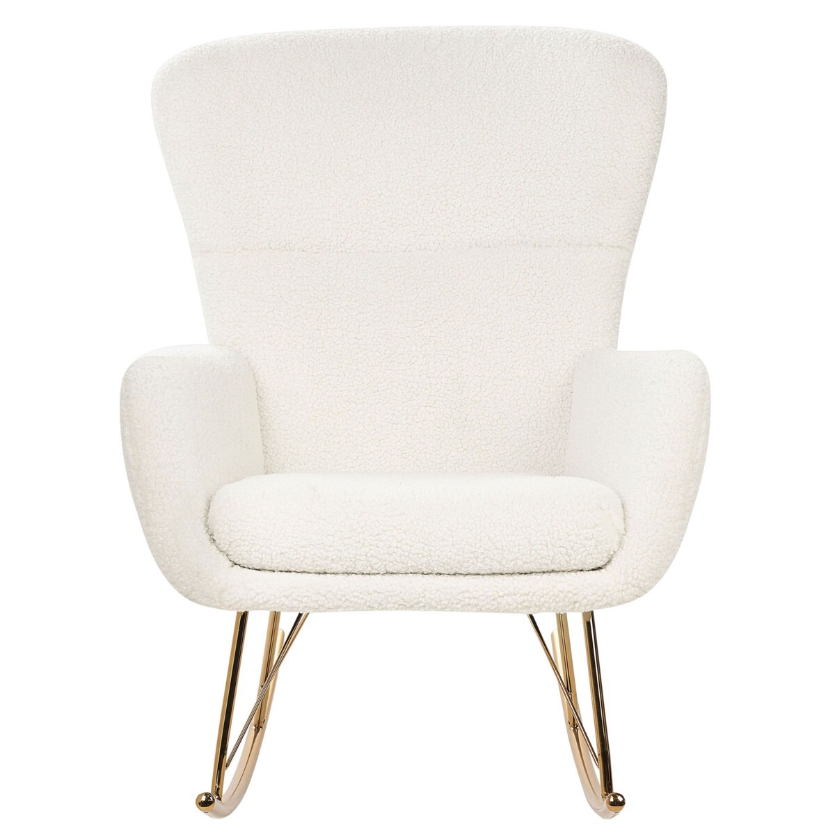 Fotel bujany boucle biały ze złotym ANASET