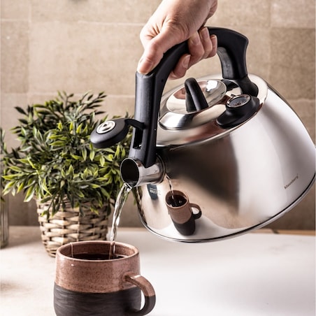 Czajnik stalowy z termometrem 3L indukcja gaz srebrny KLAUSBERG