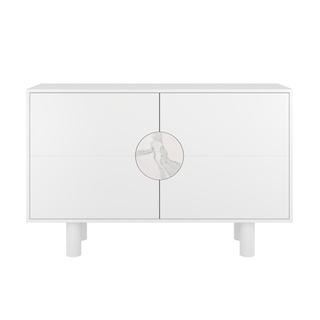 Nowoczesna komoda z marmurem Dancan ZOE 2D / kolor biały / szer. 140 cm