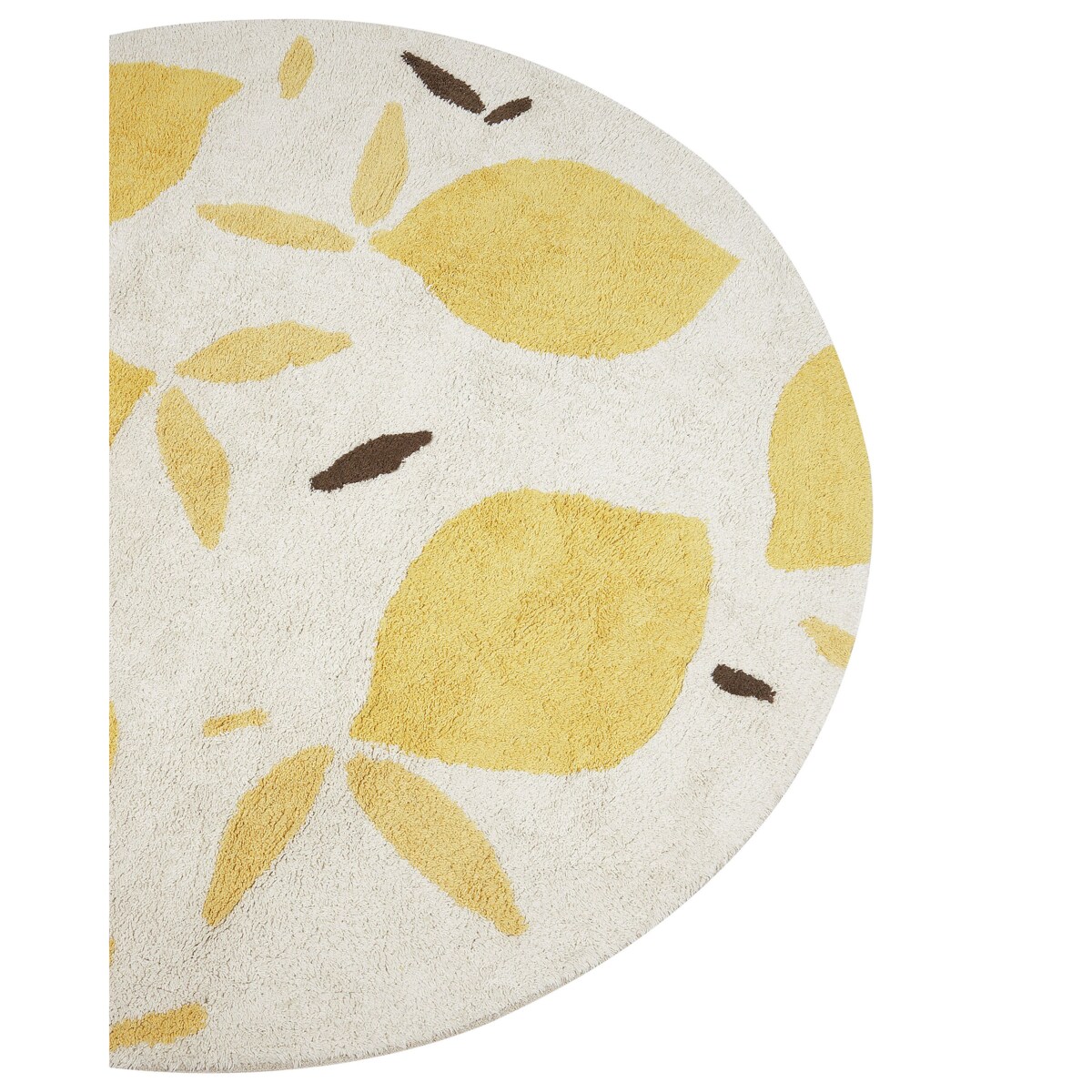 Dywan okrągły bawełniany ø 140 cm jasnobeżowy z żółtym MAWAND