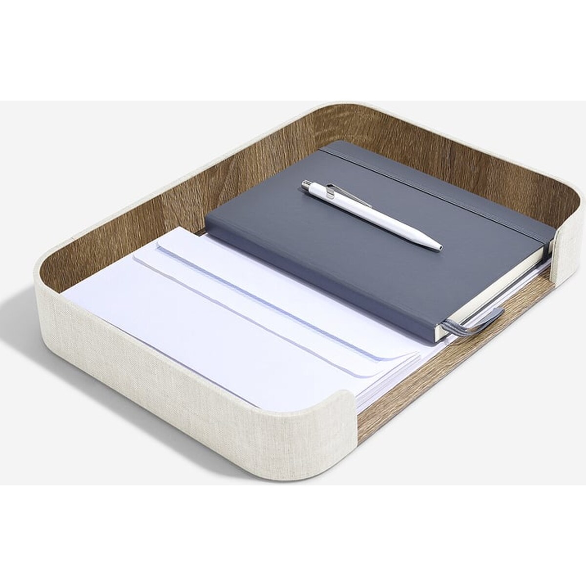 Taca do organizera na biurko Stackers jasnobeżowa lniana