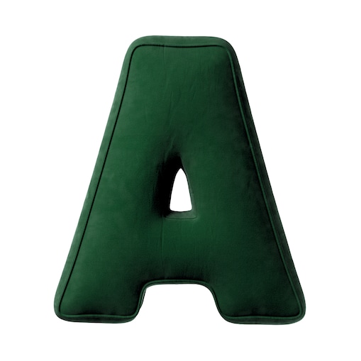 Poduszka literka A, butelkowa zieleń, 30x40cm, Posh Velvet