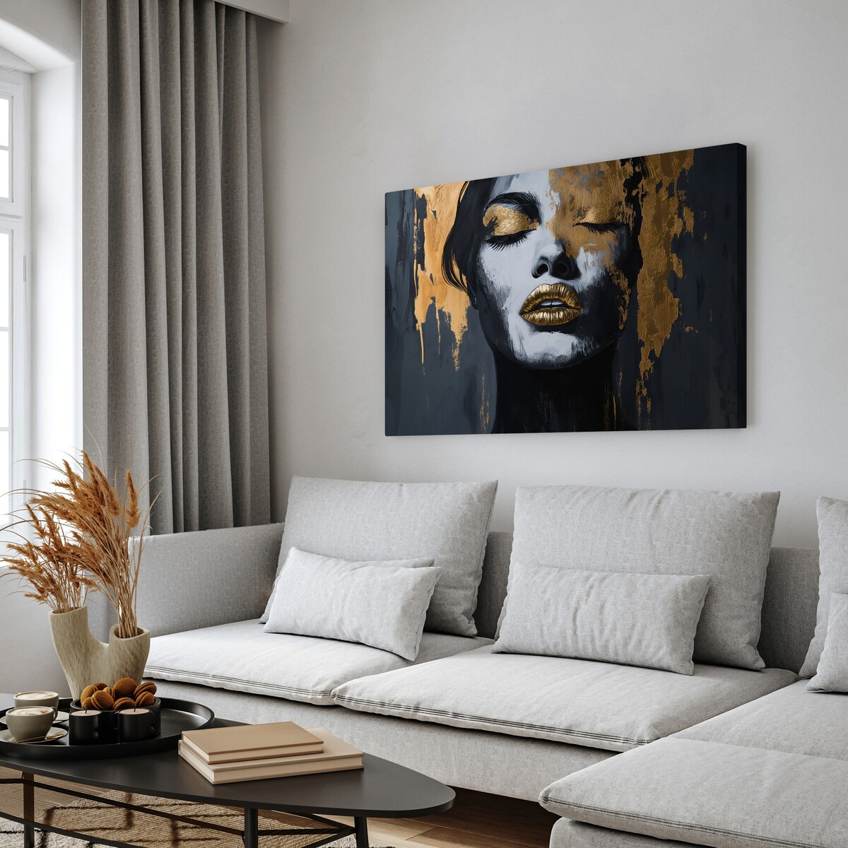 OBRAZ NA ŚCIANĘ DO SALONU ABSTRAKCJA KOBIECY PORTRET W STYLU GLAMOUR 120x80cm